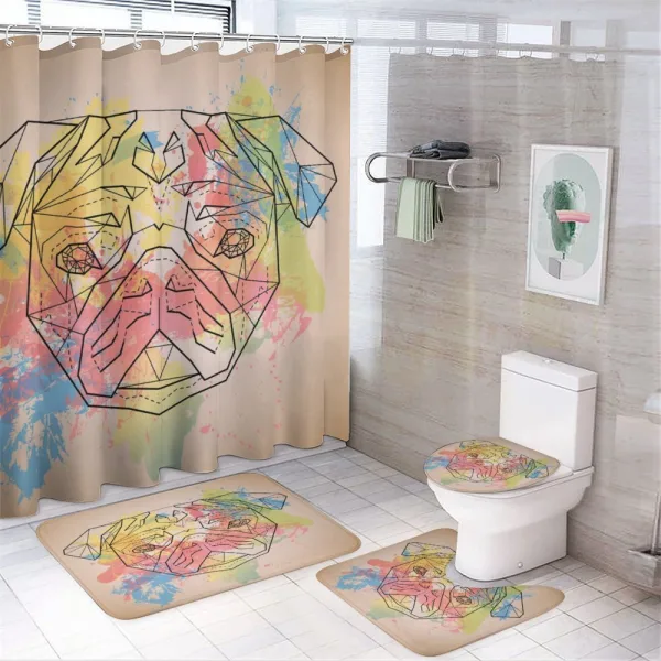 Vibrant Colored Line Art on a shower curtain