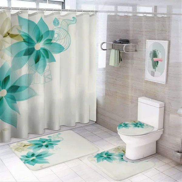 Vintage Floral Elements on a shower curtain