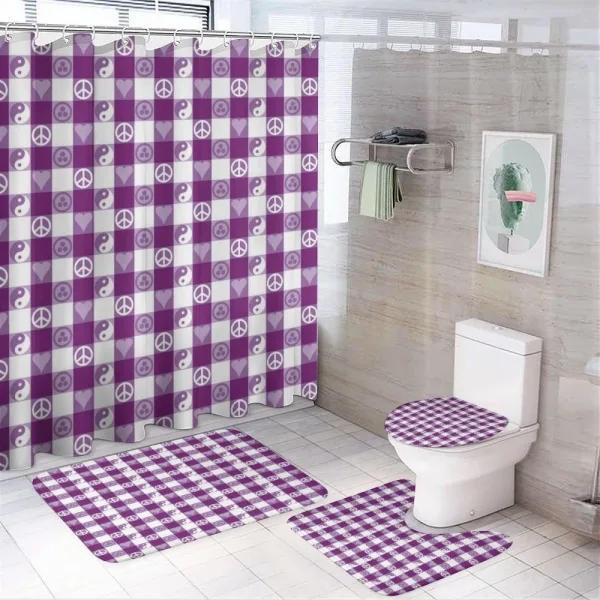 Yin Yang Hearts Peace on a shower curtain