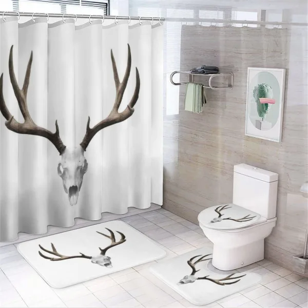 Deer Skull Skeleton on a shower curtain
