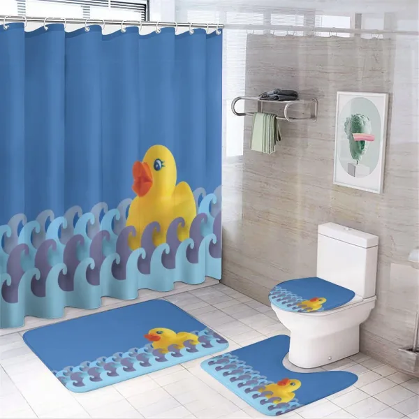Floating Duck Waves on a shower curtain