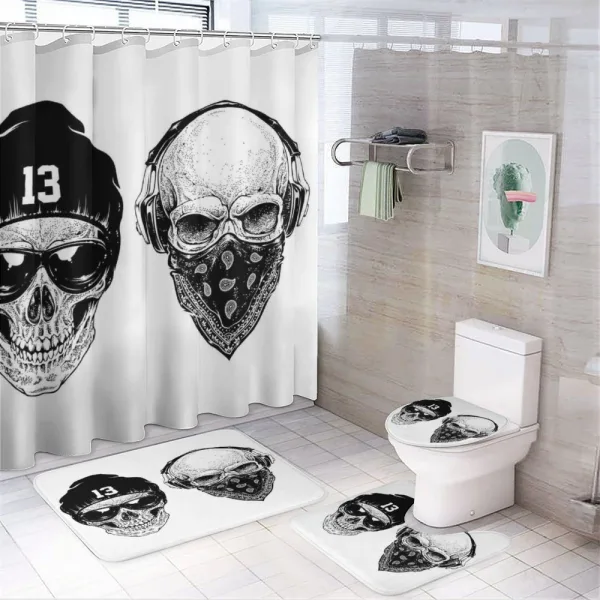 Funny Skull Band on a shower curtain