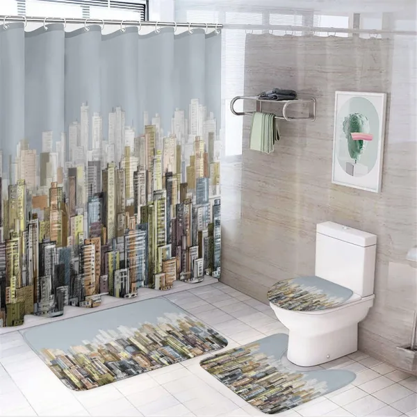 Hand Drawn Modern Life on a shower curtain