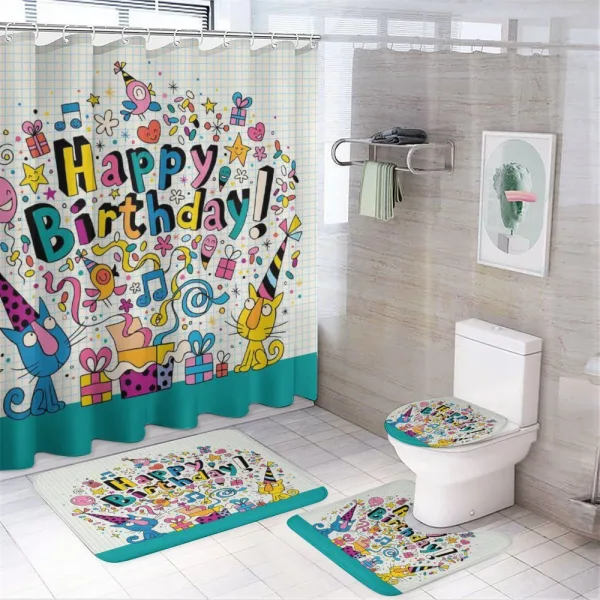 Kids Birthday Cats on a shower curtain