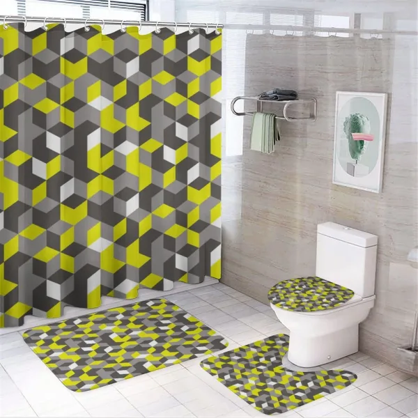 Modern Box Cubes on a shower curtain