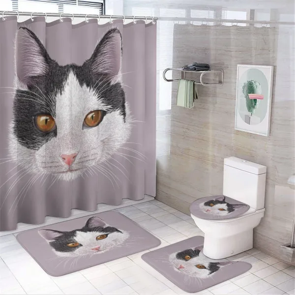 Pet Cat Kitty Portrait on a shower curtain