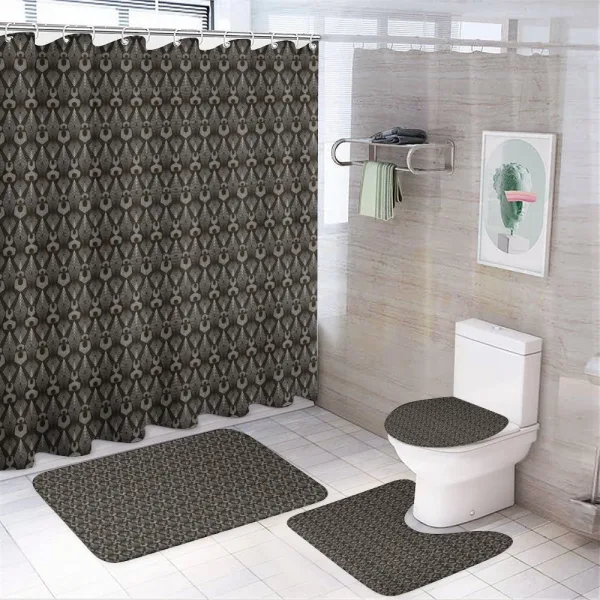 Shapes Streaks Retro Art on a shower curtain