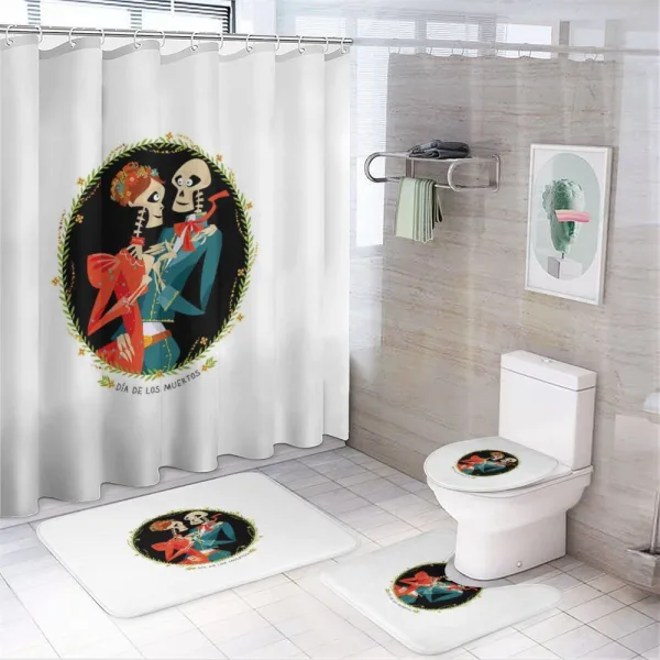 Skeletons in Love on a shower curtain