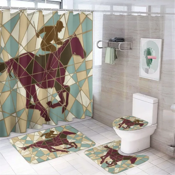 Stable Jockey Silhouette on a shower curtain