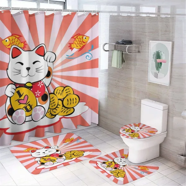 Starburst Lines Cat on a shower curtain
