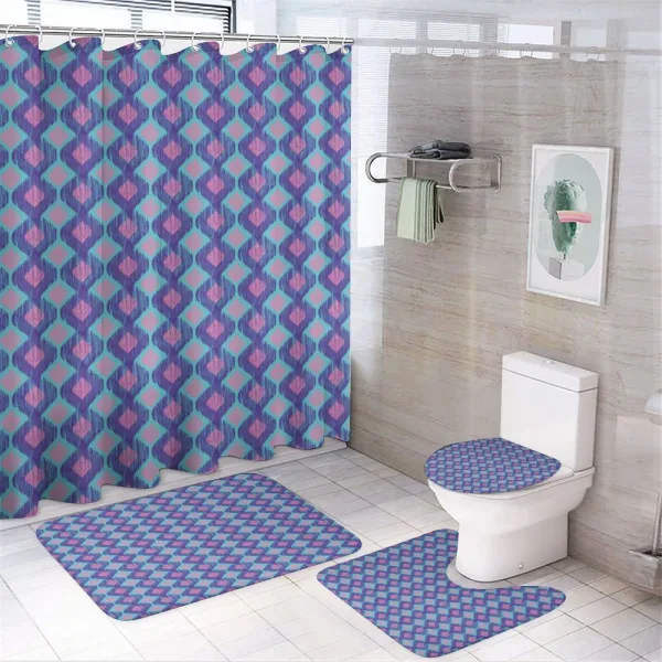 Tribal Abstract Ogee Shapes on a shower curtain