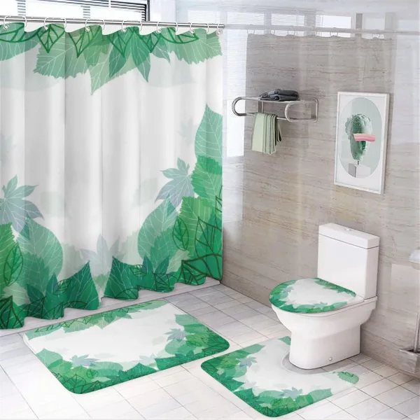 Tropic Green Leaves Ferns on a shower curtain