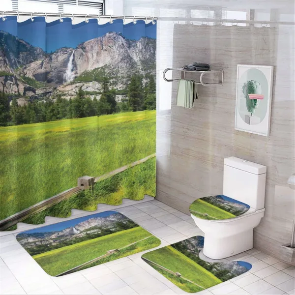 Yosemite Falls Country on a shower curtain