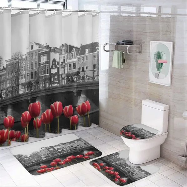 Amsterdam Canal on a shower curtain