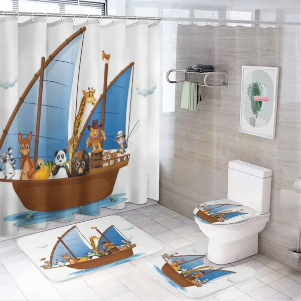 Animal Boat Sailing Ancient on a shower curtain