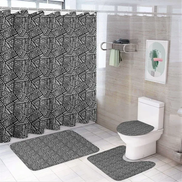 Boho Folk Geometric Maze on a shower curtain