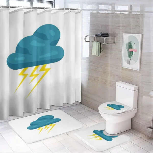Cloud and Bolts on a shower curtain