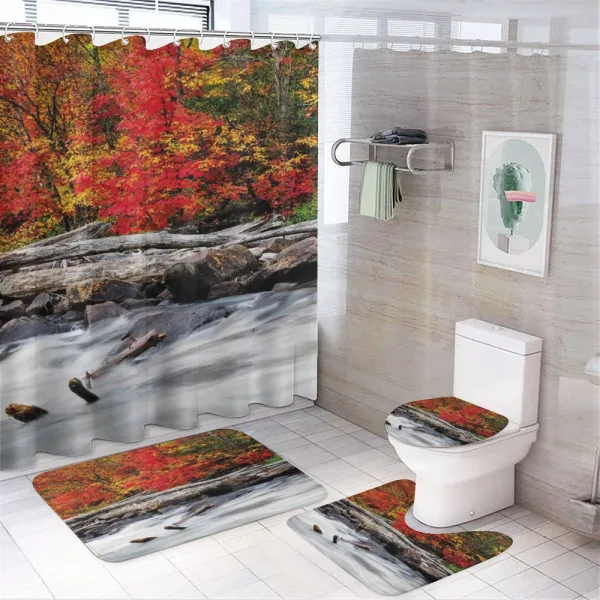 Fall Forest Driftwood on a shower curtain