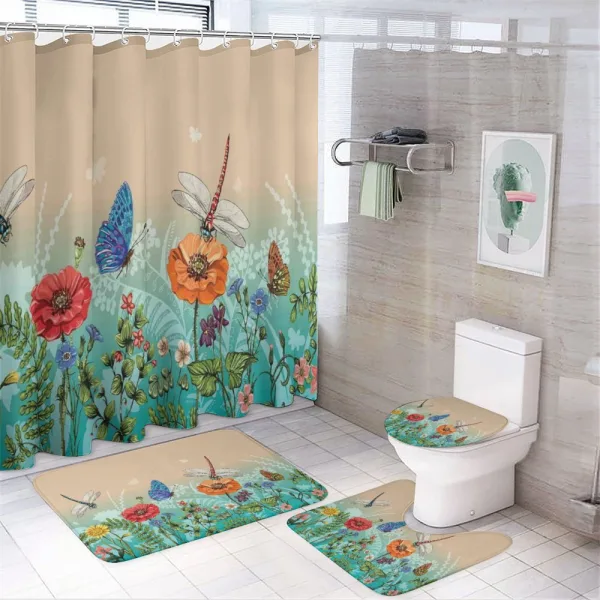 Flourishing Nature Bugs on a shower curtain