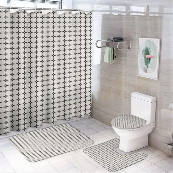 Geometric Stars Design on a shower curtain