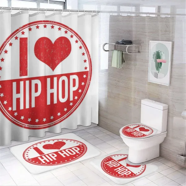 I Love Hip Hop Phrase on a shower curtain