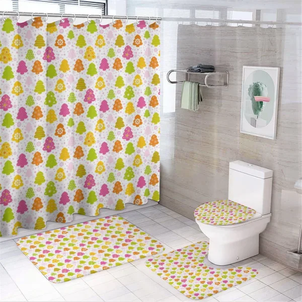Lively Christmas Trees on a shower curtain
