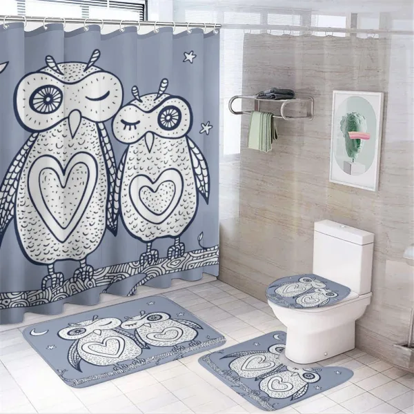Night Bird Couple Doodle on a shower curtain