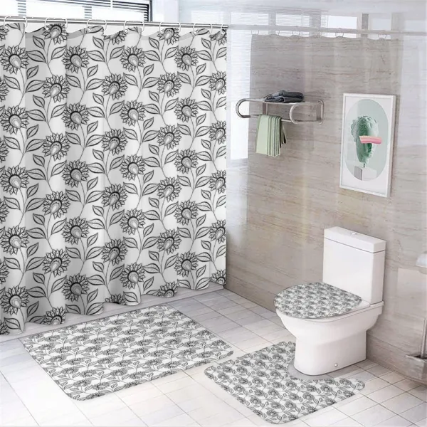Outline Flowers Art on a shower curtain