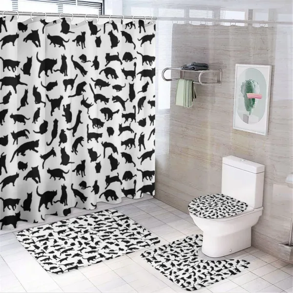 Silhouettes in Black on a shower curtain