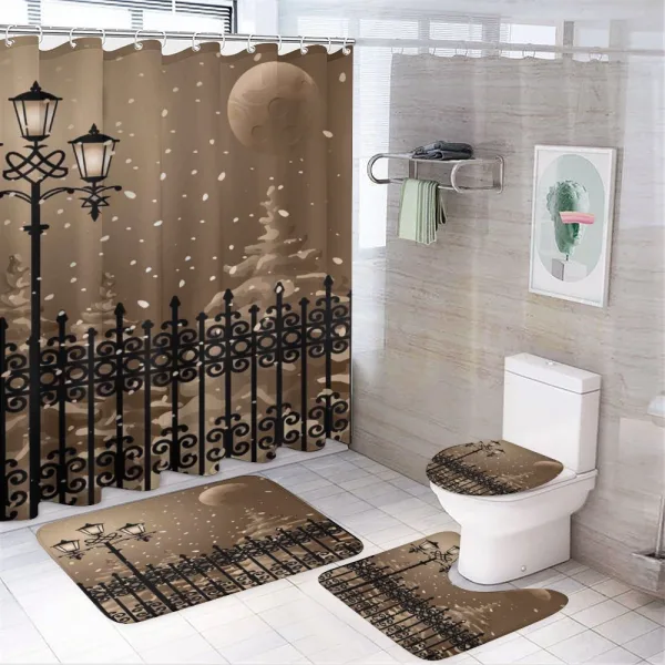 Snowy Moon Evening on a shower curtain