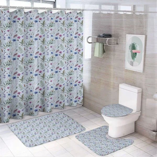 Spring Floral Motifs on a shower curtain