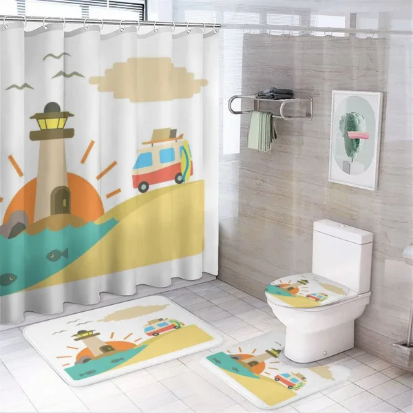 Summer Holiday Cartoon on a shower curtain