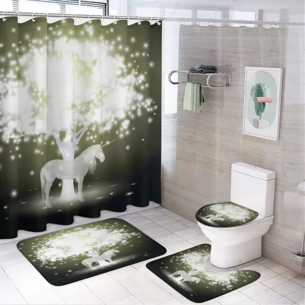Unicorn Horse with Tree on a shower curtain