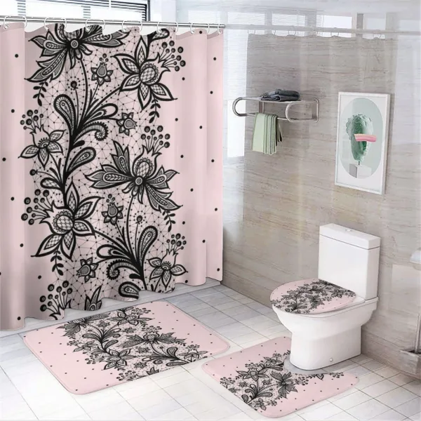 Botanical Lace Look Motif on a shower curtain