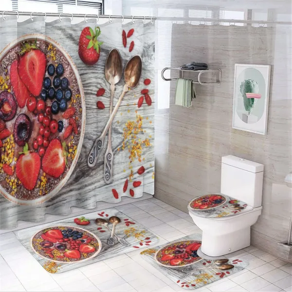 Breakfast Foods Bowl on a shower curtain