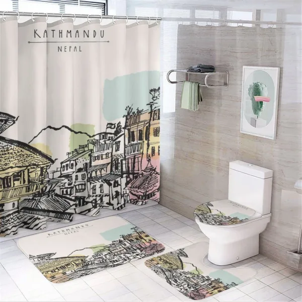Building of Durbar Square on a shower curtain