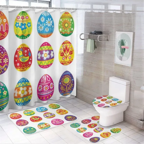 Colorful Eggs Flowers on a shower curtain