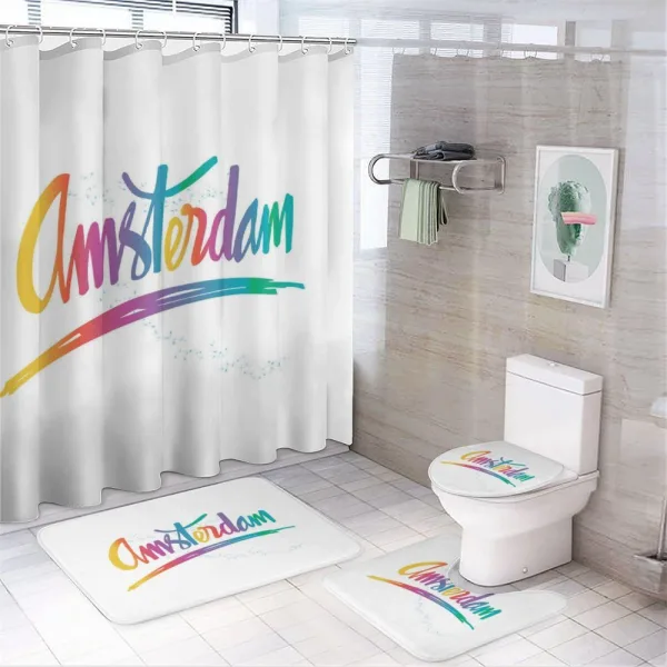 Colorful Hand Lettering on a shower curtain
