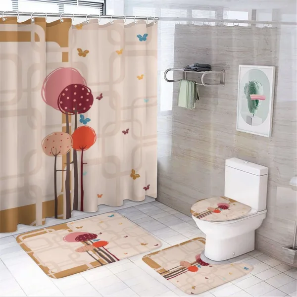 Colorful Trees Butterfly on a shower curtain