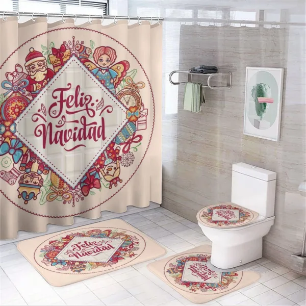 Feliz Navidad Christmas on a shower curtain
