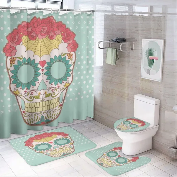 Floral Lady Skull on a shower curtain