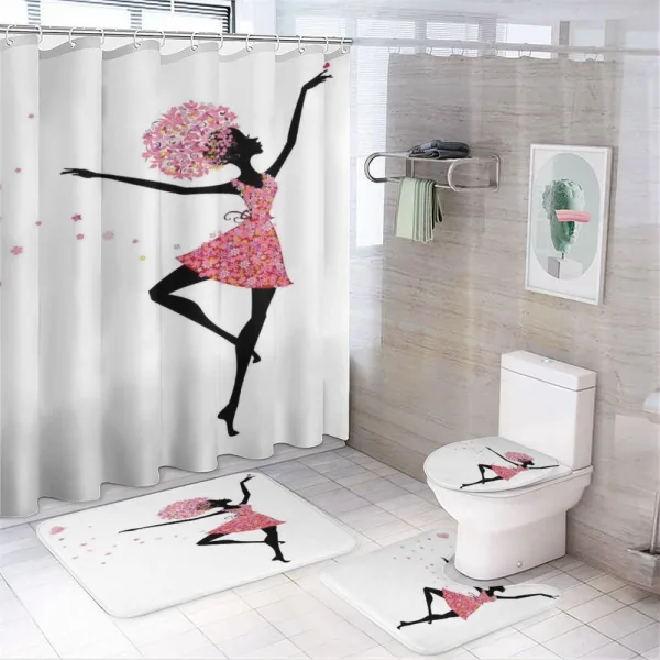 Floral Woman Dancing on a shower curtain