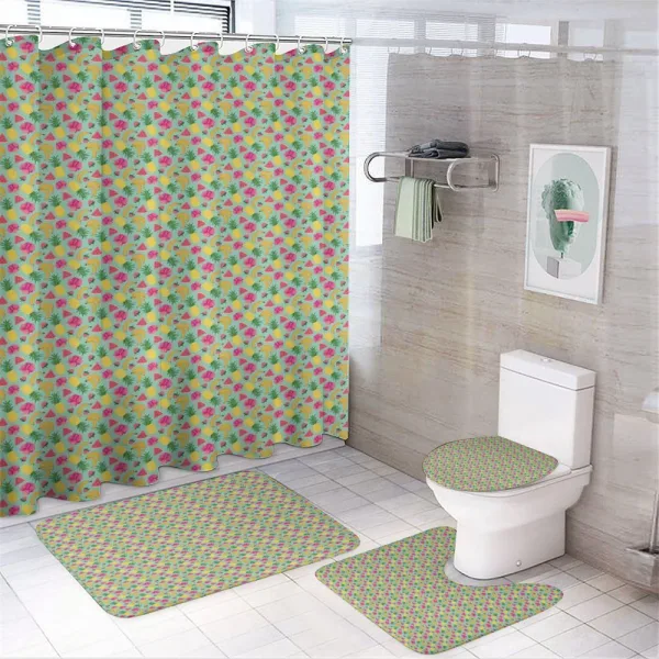 Hibiscus Flowers and Banana on a shower curtain