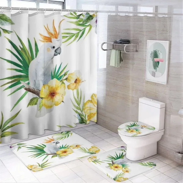 Hibiscus with Wild Birds on a shower curtain
