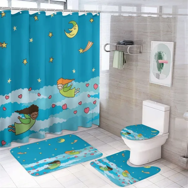 Love Star Night Cartoon on a shower curtain
