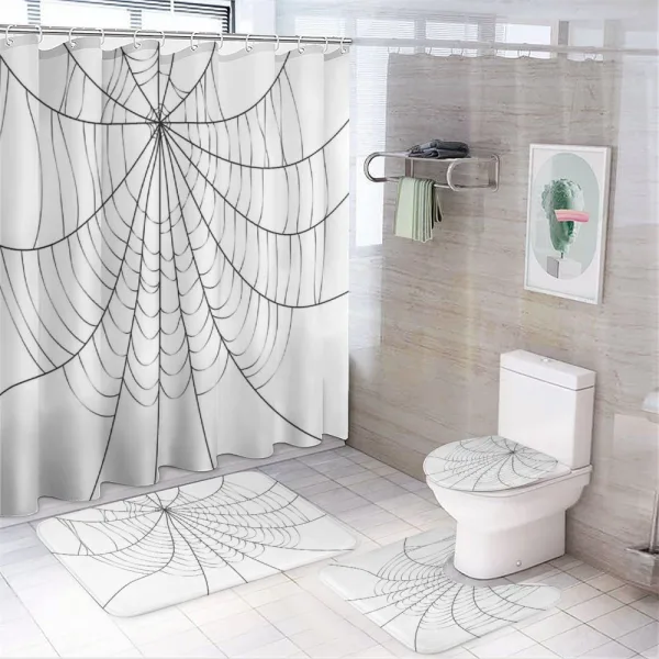 Monochrome Cobweb on a shower curtain
