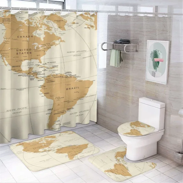 North South America Map on a shower curtain