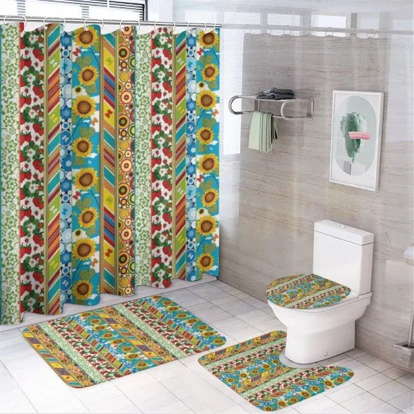 Patchwork Style Spring on a shower curtain