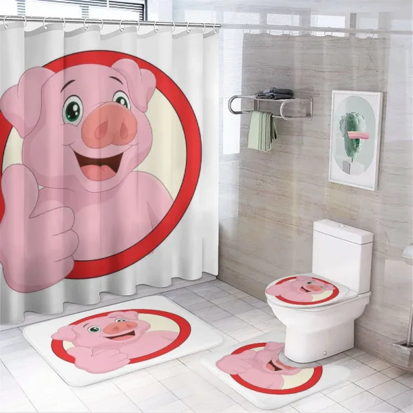 Pig Mascot Thumbs on a shower curtain