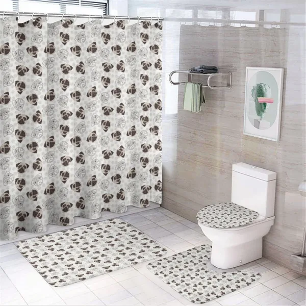Pug Portraits Traces on a shower curtain